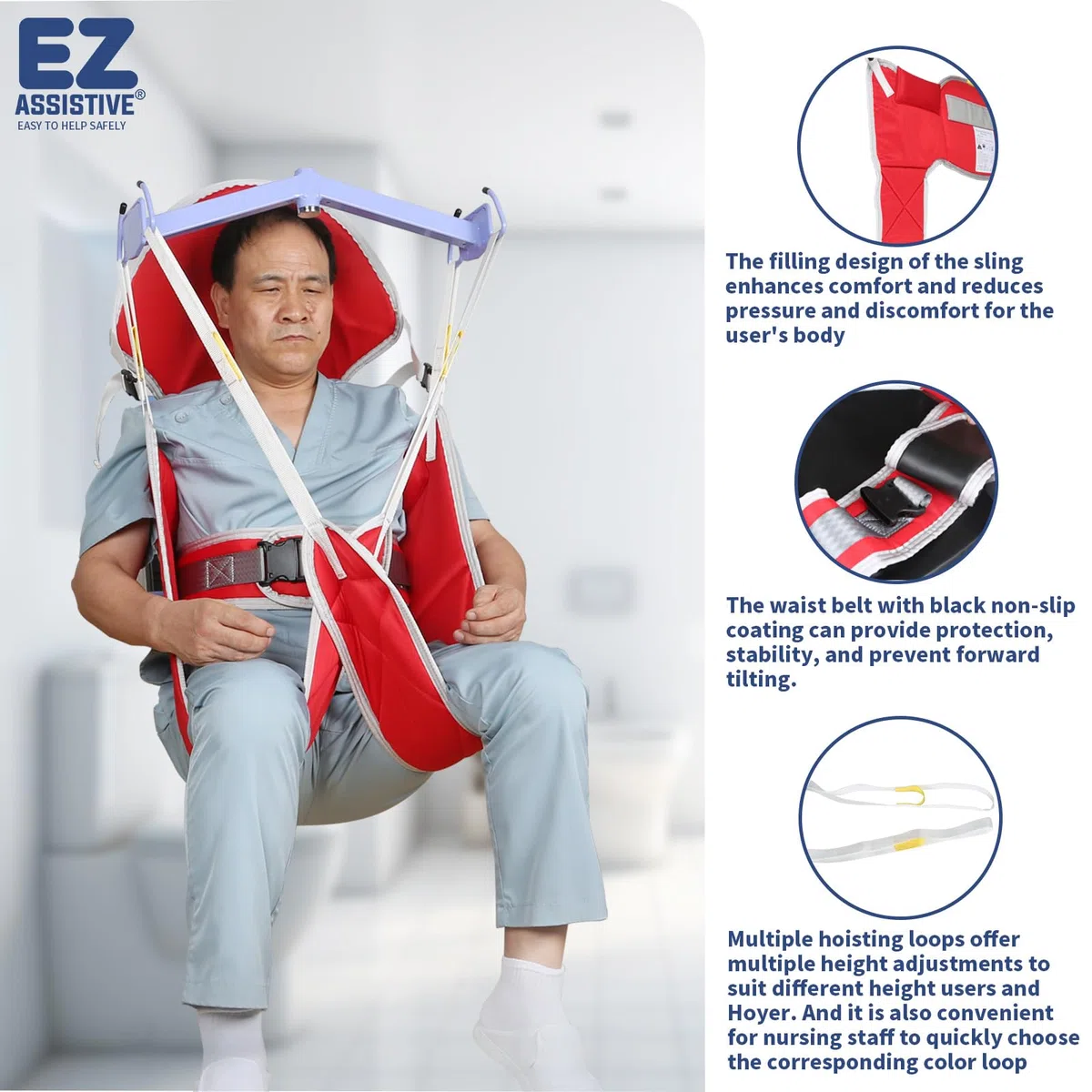 EZ Assistive Eslinga de elevación para pacientes, ortesis médicas de transferencia de ayuda de elevación de pacientes para baño de ducha de ancianos, elevadores de pacientes para uso doméstico,