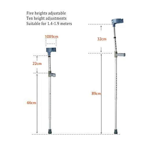 RajoNN Bastones Muletas de antebrazo de Aluminio Ajustables para niños y Adultos de Baja Estatura, Mangos ergonómicos, Reduce la Fatiga del Brazo y el Dolor de Artritis, ng o Senderismo Viga de